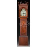 NEW ENGLAND FEDERAL WALNUT & MAHOGANY TALL CASE CLOCK. Late 18th early 19th-Century. The bonnet with