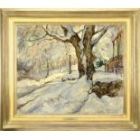 WILLIAM LESTER STEVENS (American, 1888-1969) "WINTER'S GLORY". Oil on Masonite. Housed in a