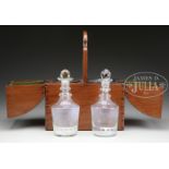 INTERESTING MAHOGANY TRAVELING DECANTER BOX. English or American bottle carrier, circa 1800. Domed
