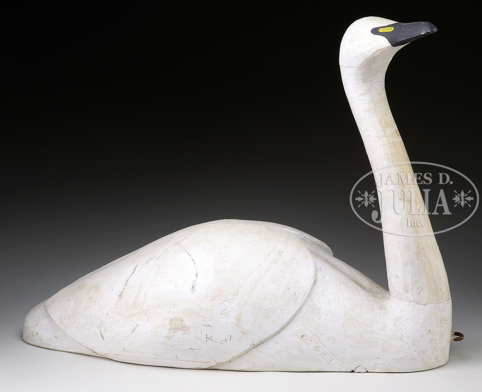 SWAN CONFIDENCE DECOY. American, late 20th century. Carved wood and painted to simulate a working