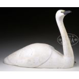 SWAN CONFIDENCE DECOY. American, late 20th century. Carved wood and painted to simulate a working