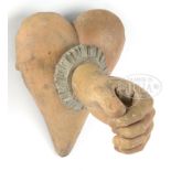 RARE AND UNUSUAL CARVED HAND IN HEART WALL SCONCE. Mid 19th century. An interesting example of a