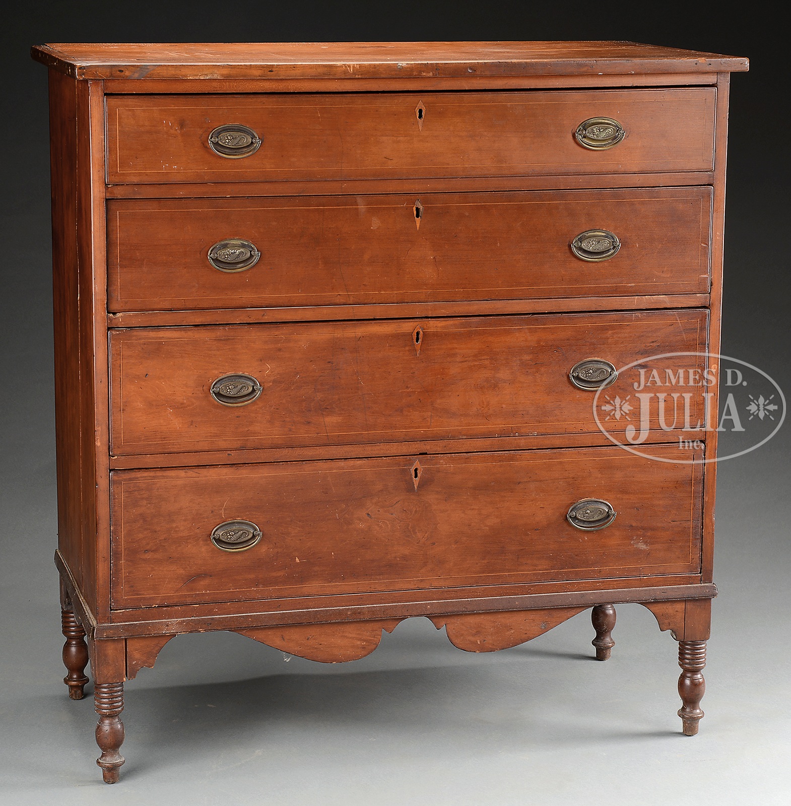 FEDERAL INLAID CHERRY CHEST OF DRAWERS. First quarter 19th Century, possibly North Carolina.