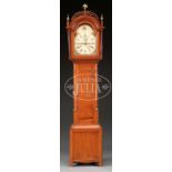 RILEY WHITING FEDERAL TALL CASE CLOCK. 1st quarter 19th century. Winchester, Connecticut. Bonnet