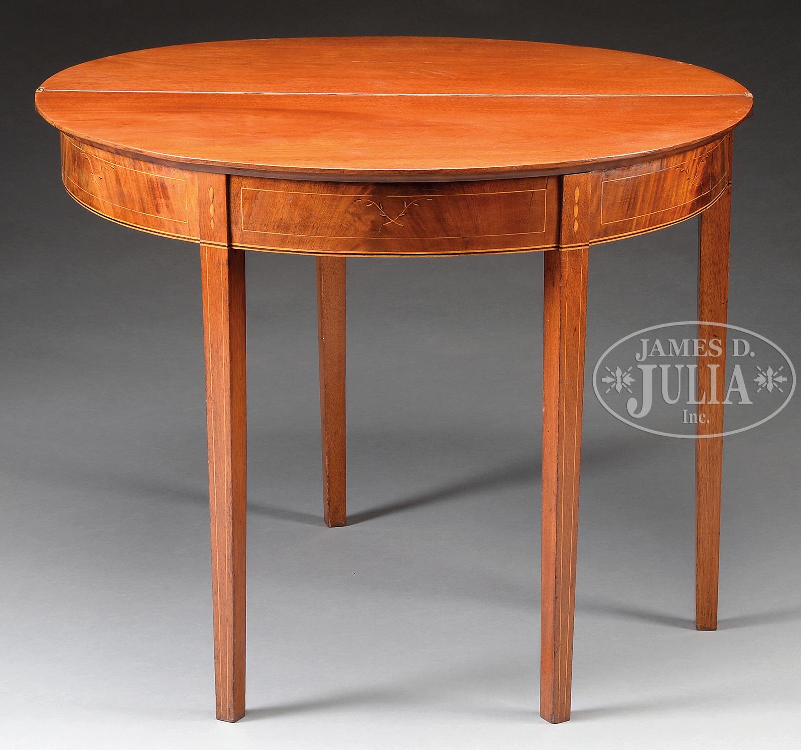 FEDERAL INLAID MAHOGANY CARD TABLE ATTRIBUTED TO JACOB FORSTER. Circa 1810. Charlestown, - Image 2 of 2