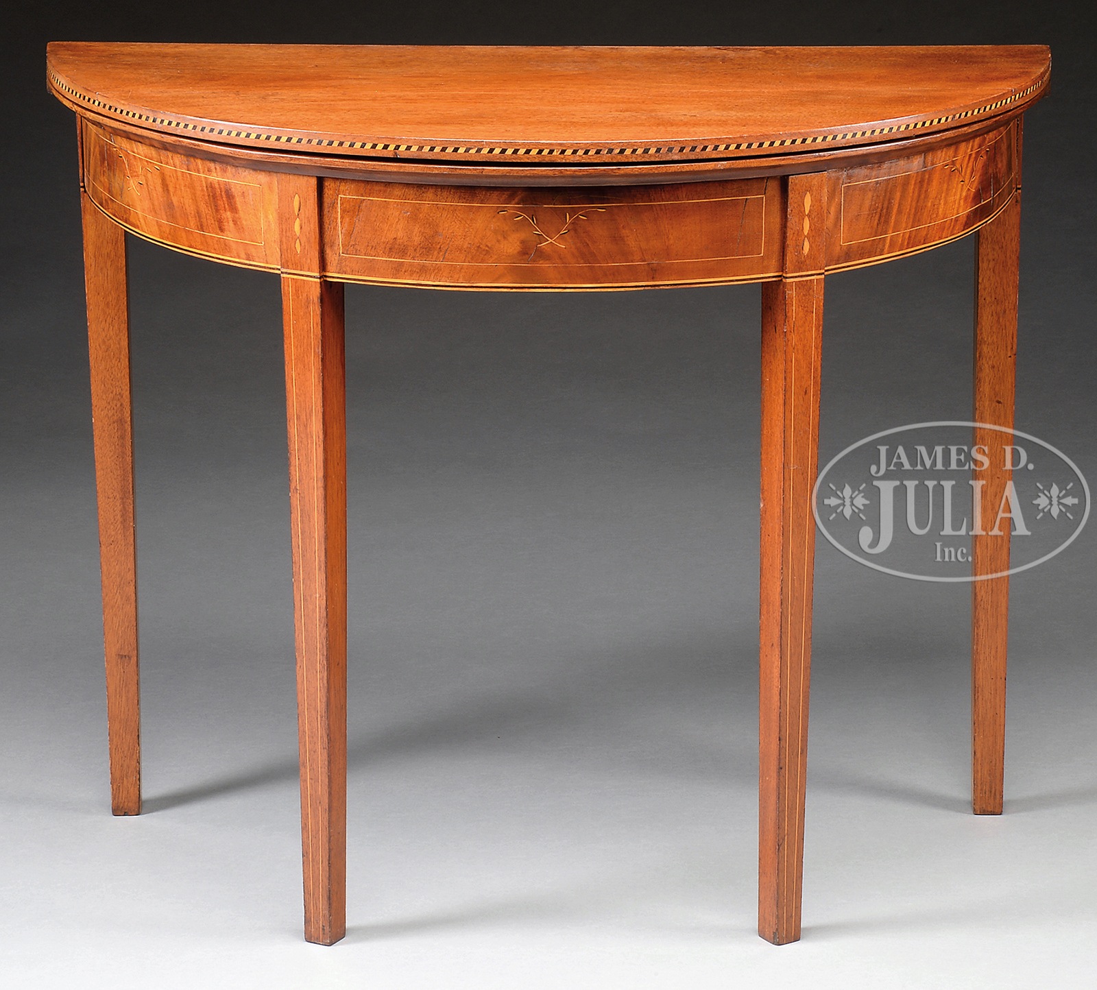 FEDERAL INLAID MAHOGANY CARD TABLE ATTRIBUTED TO JACOB FORSTER. Circa 1810. Charlestown,