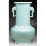 LARGE CELADON GLAZED VASE.