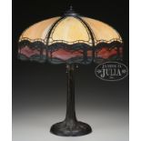 HANDEL METAL OVERLAY TABLE LAMP.