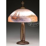 REVERSE PAINTED SCENIC TABLE LAMP.