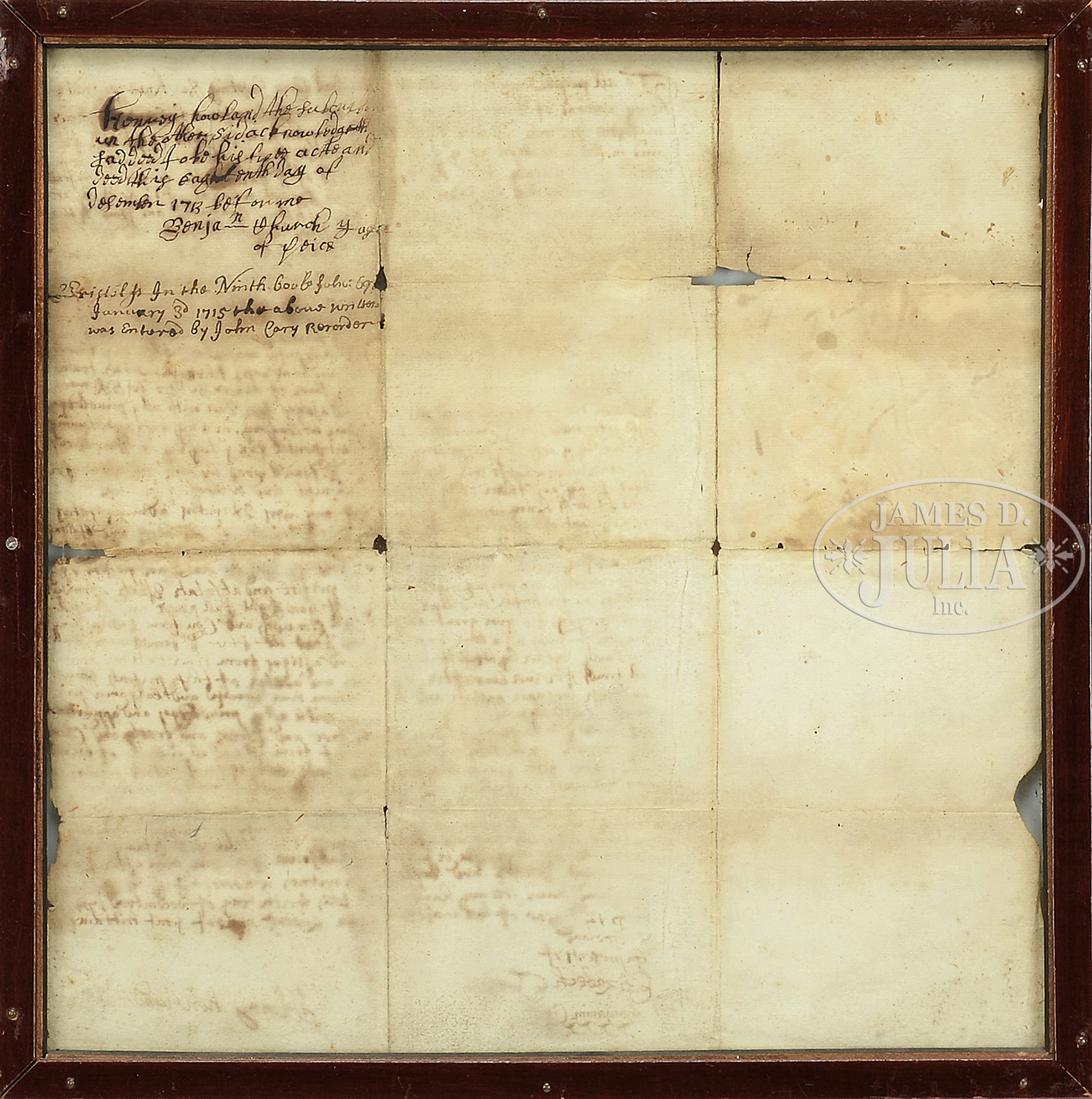 INTERESTING 1713 DEED FOR LAND IN DARTMOUTH SIGNED BY HENRY HOWLAND - Image 2 of 2