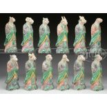 SET OF TWELVE GLAZED POTTERY ZODIAC FIGURES.