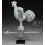 CROWING ROOSTER MOLDED COPPER WEATHERVANE.