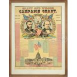 FRAMED RARE 1872 U.S. GRANT AND WILSON 5-COLOR PRESIDENTIAL CAMPAIGN POSTER.