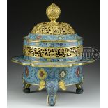 CLOISONNE ENAMEL CENSER AND COVER.