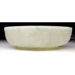 CARVED JADE SHALLOW BOWL.