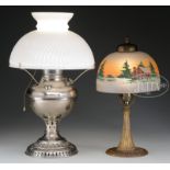 TWO ANTIQUE TABLE LAMPS.