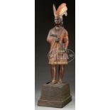 FINE CARVED TOBACCONIST FIGURE OF AN INDIAN ATTRIBUTED TO THOMAS BROOKS.