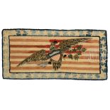 FOLK ART PATRIOTIC EAGLE HOOKED RUG.