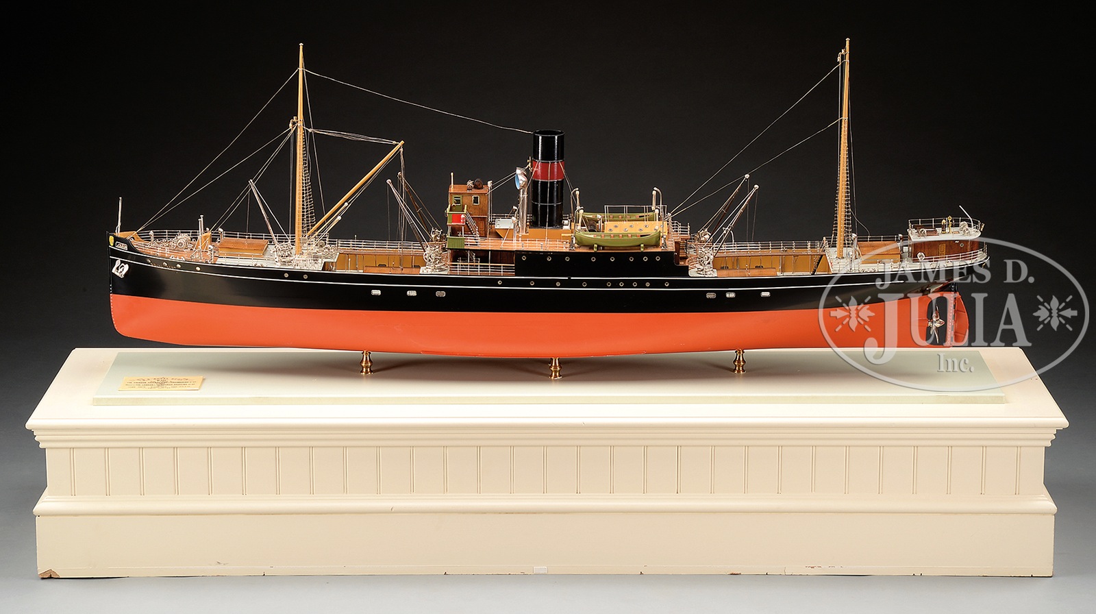 FINE BUILDER'S MODEL OF THE STEAMSHIP FREIGHTER S.S. ROYAL SCOT IN A CUSTOM DISPLAY CASE.