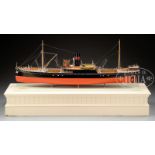 FINE BUILDER'S MODEL OF THE STEAMSHIP FREIGHTER S.S. ROYAL SCOT IN A CUSTOM DISPLAY CASE.