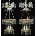 OUTSTANDING PAIR OF RUSSIAN NEOCLASSICAL STYLE CUT GLASS MOUNTED GILT BRONZE & BRASS CHANDELIERS.