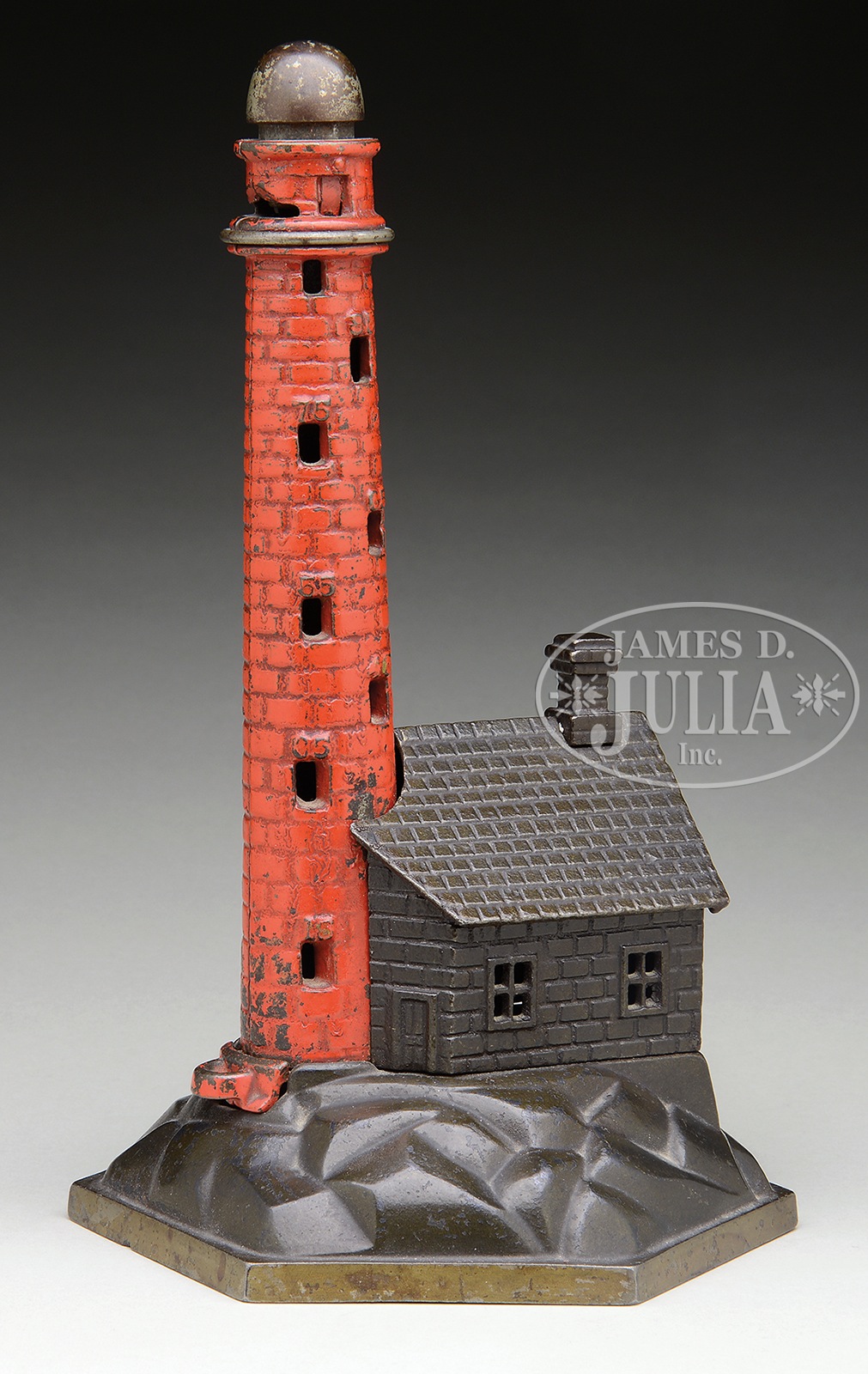 CAST-IRON LIGHTHOUSE MECHANICAL BANK.