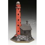 CAST-IRON LIGHTHOUSE MECHANICAL BANK.