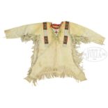 SIOUX BEADED HIDE TANNED SHIRT.