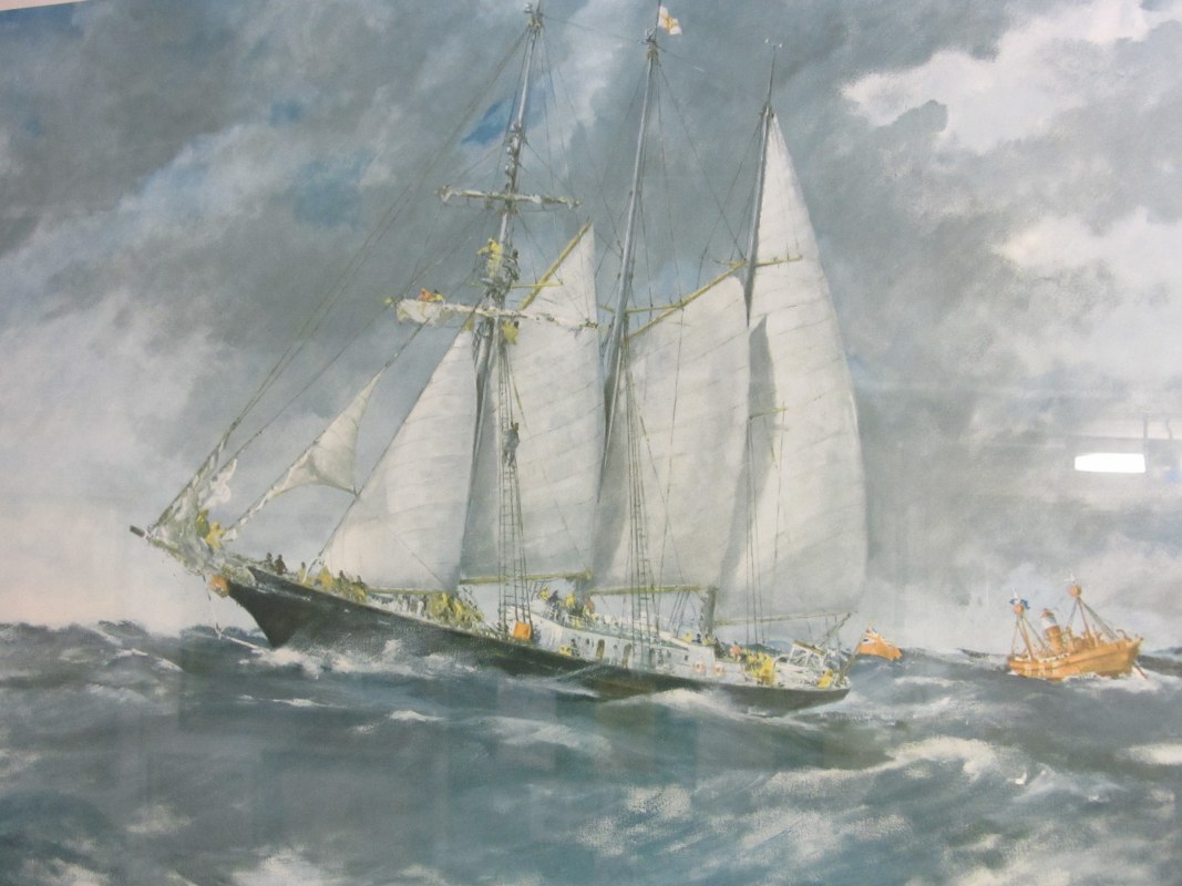 FRANCIS RUSSELL FLINT, signed colour print "Schooner in Choppy Seas", 19" x 24"