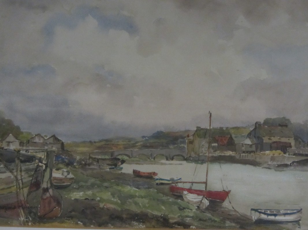 MARGARET MORCOM, signed water colour, "View of Wadebridge", 15" x 20"