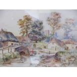 A PARSON, signed water colour, "View of a Water Mill" and 1 other pastrel water colour