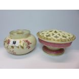 GRAINGERS WORCESTER, an attractive pink and gilt bordered pot pourri bowl, together with similar