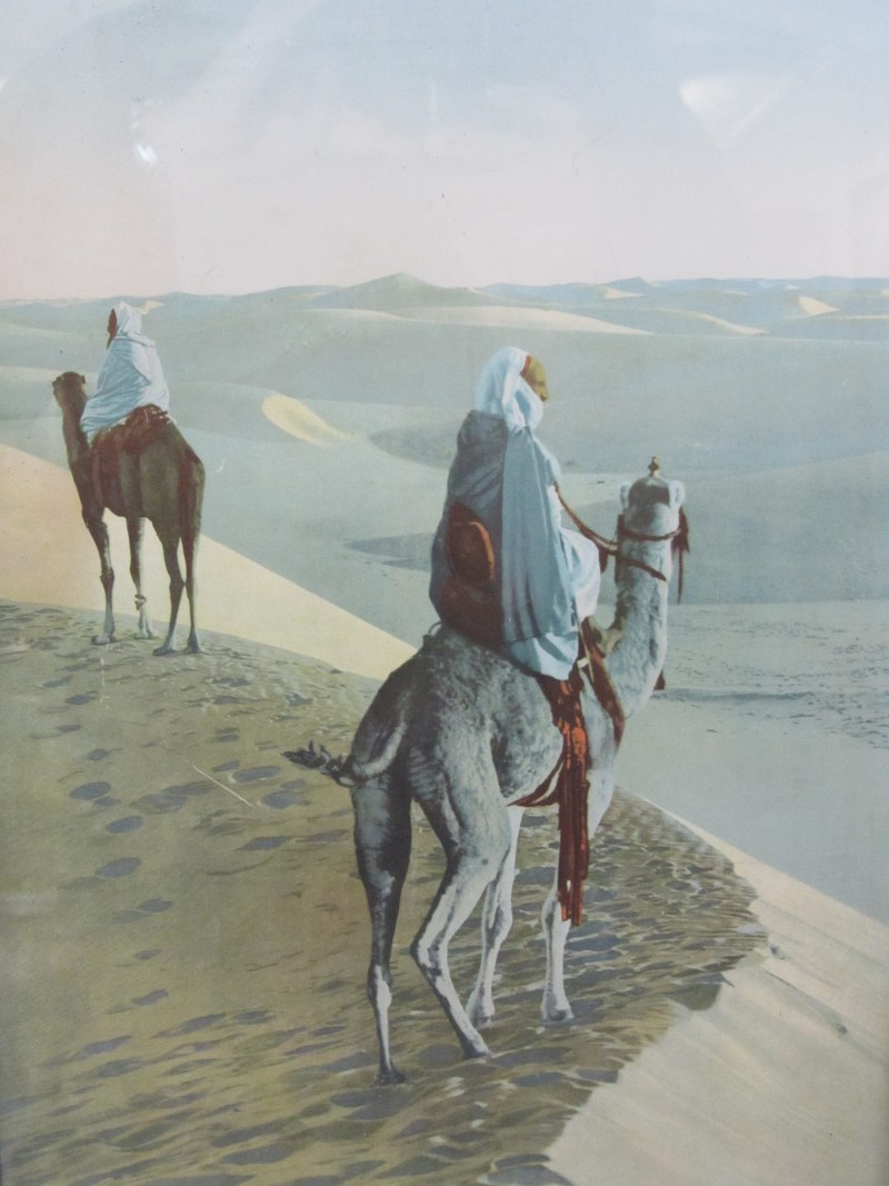 CHROMOLITHOGRAPHS, Pair of early 20th century chromolithographs "Prayer in the Desert" no. 5052; - Image 2 of 2