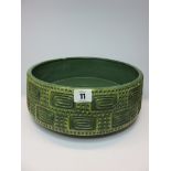 RETRO, Vetter green glaze 12" circular bowl, pattern No. 87-30