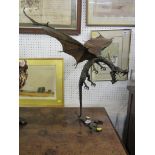 PHIL HAZZARD, contemporary art metal sculpture "Flying Dragon", 21" height