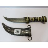 EASTERN DAGGER, bone and mother-of-pearl inlaid Eastern dagger with original metal sheath