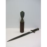 MILITARY, unsheathed bayonet and incendiary bomb fitting