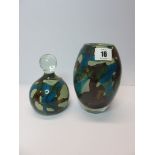 MDINA, art glass oviform 6" vase and dump shaped paperweight