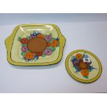 CLARICE CLIFF "Gay Day" pattern bread plate and saucer dish