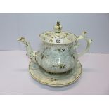 ROCKINGHAM, "Moss" pattern gilded teapot and dessert plate