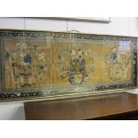 CHINESE EMBROIDERY, 19th Century framed embroidered panel, 16" x 42"
