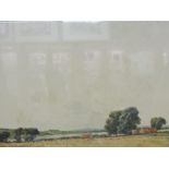 PERCY LANCASTER, signed water colour "Harvest Field", 9" x 13"
