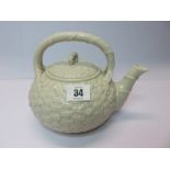 BELLEEK, ozier and shamrock design teapot, black factory mark