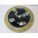 WEDGWOOD MAJOLICA DISH, ozier border, 12" diameter