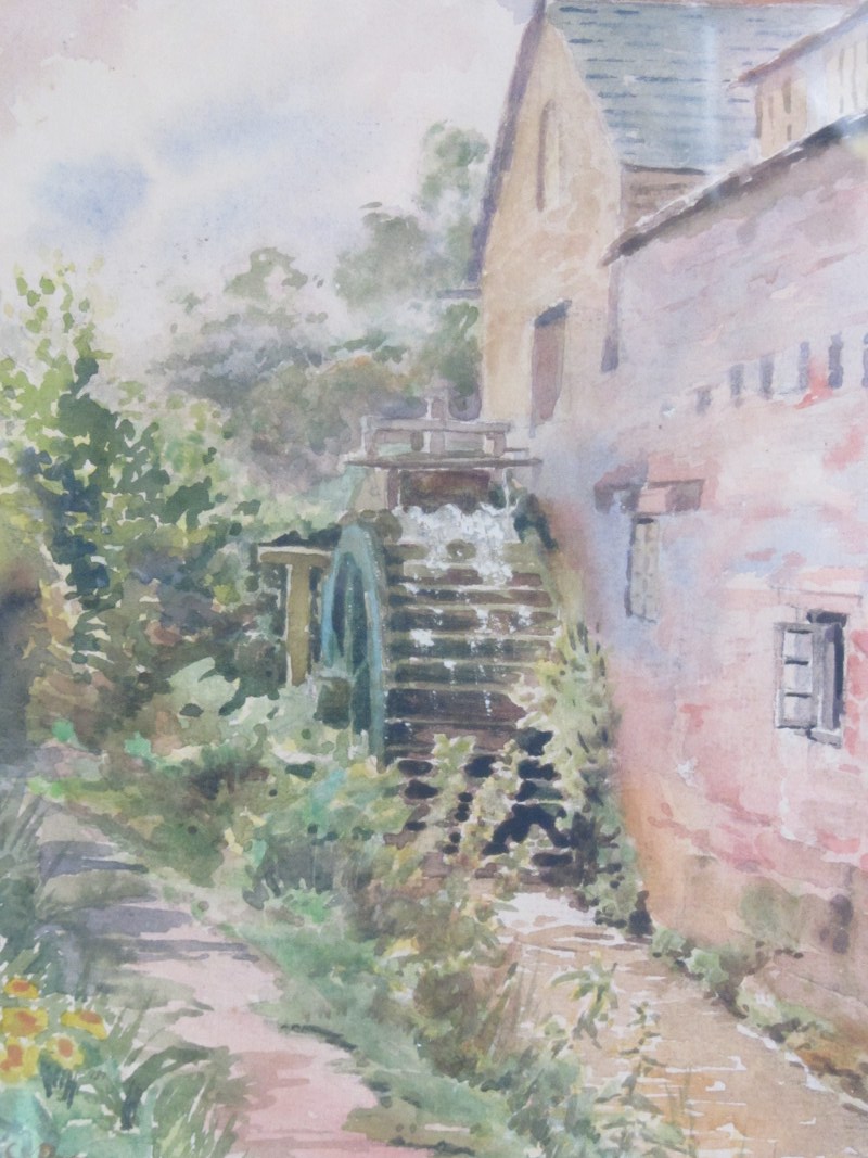 A PARSON, signed water colour, "View of a Water Mill" and 1 other pastrel water colour - Image 2 of 2