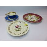 ROCKINGHAM, 5 pieces of Griffin marked tableware including 3 botanical painted dishes