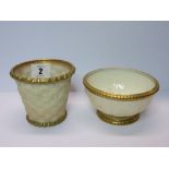 ROYAL WORCESTER PEACH GROUND, gilt rimmed basket design posy, model no. G857; also Graingers