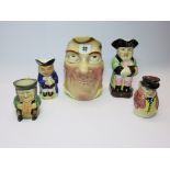 TOBY JUGS, Sarreguemines comical jug and 14 other assorted toby jugs