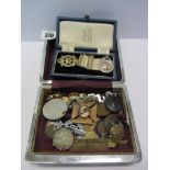 HM silver Masonic medal, a silver FOB medal, various Coronation and Jubilee medals, badges etc