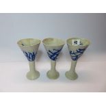 STUDIO POTTERY, 3 Swedish lily design ceramic goblets